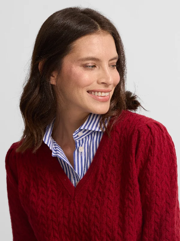 Jersey punto ochos cuello pico rojo Fashion Jersey Blouse
