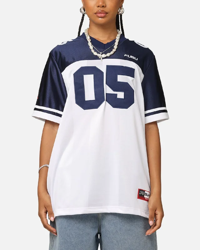 Fubu Football Jersey White/Navy Long Sleeve Jersey Tee