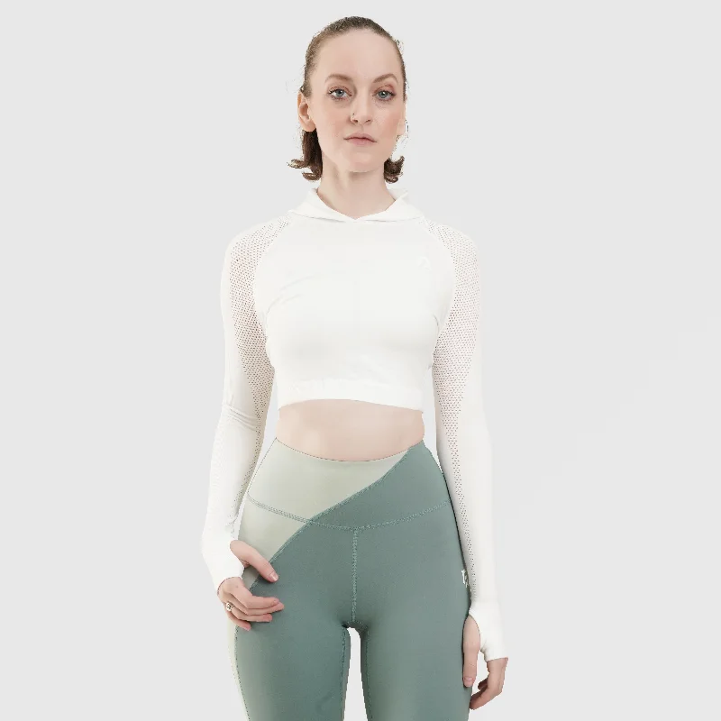 Snug Seamless Crop Top (White) Fashionable Trendy Casual