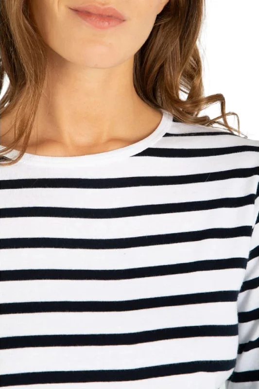 Crozon Long Sleeves Breton Striped Jersey - Women's|-|Marinière à manches longues Crozon - Femme Off Shoulder Jersey Top