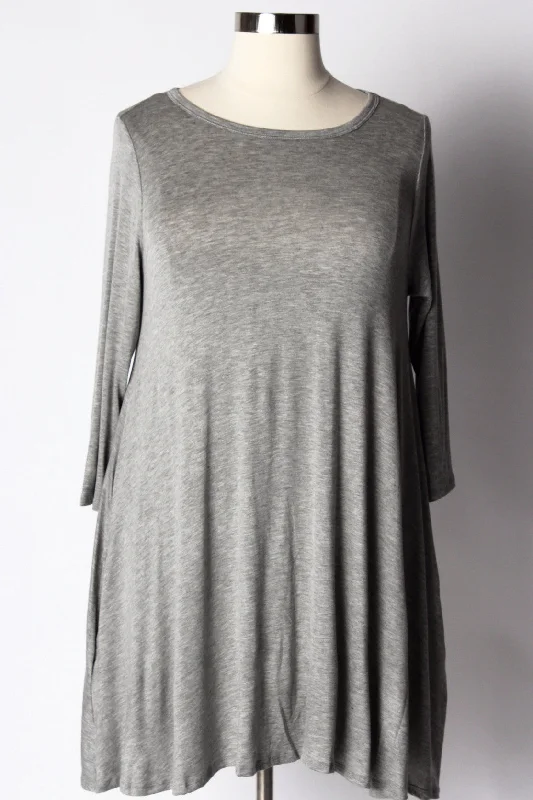 Haydah Trapeze Dress - Heather Grey Tunics Evening elegant
