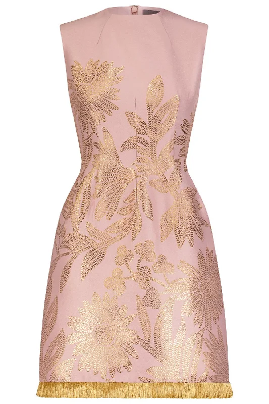 Sleeveless Metallic Fringe Dress Tunics Floral girly