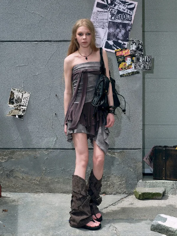 Grey Tie Dye Scrap Sheath Dress【s0000009371】 Tunics Chic fashionable