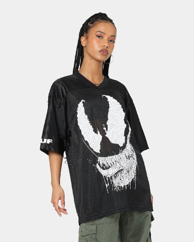 HUF X Marvel Venom Football Jersey Black One Shoulder Jersey Shirt