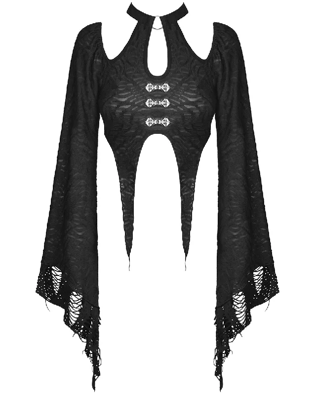 Dark In Love Gothic Witch Bell Sleeves Crop Top Crop Top Seamless Stretchy