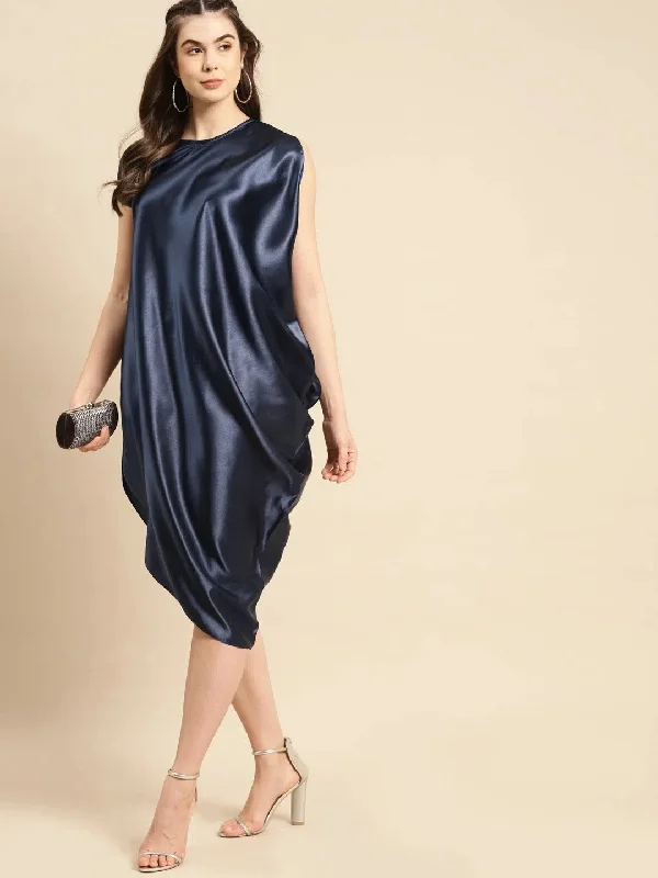 Asymmettric Side Cowl Dress Tunics Business professional