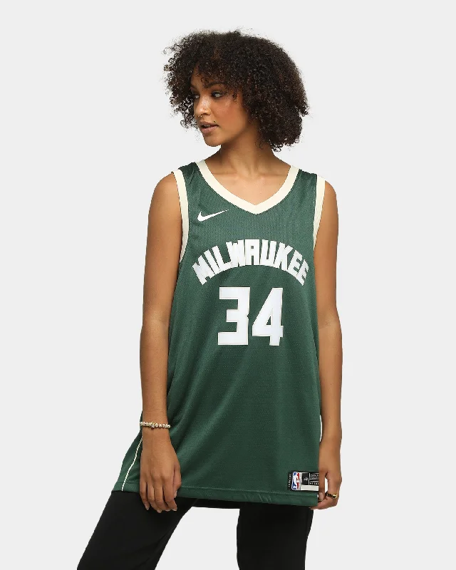 Nike Milwaukee Bucks #34 Icon Swingman Jersey Fir/Flat Opal Emerald Green Jersey Tee Nike Milwaukee Bucks #34 Icon Swingman Jersey Fir/Flat Opal Emerald Green Jersey Tee