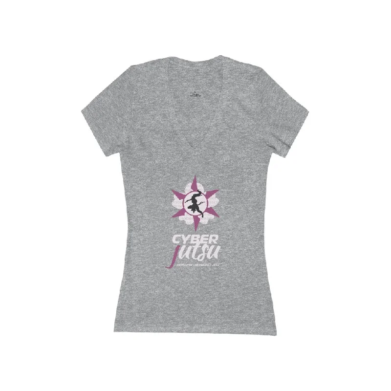Women's Jersey Short Sleeve Deep V-Neck Tee Solid Color Jersey Shirt