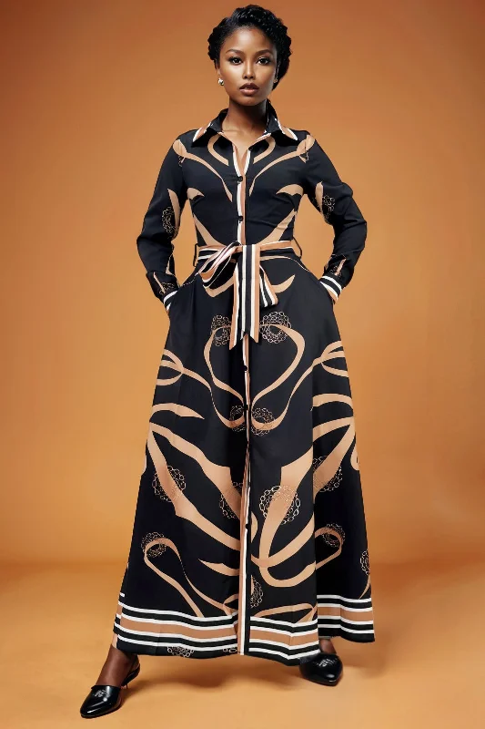 E73033 COLLARED BUTTON-DOWN FRONT DRESS Tunics Chic fashionable