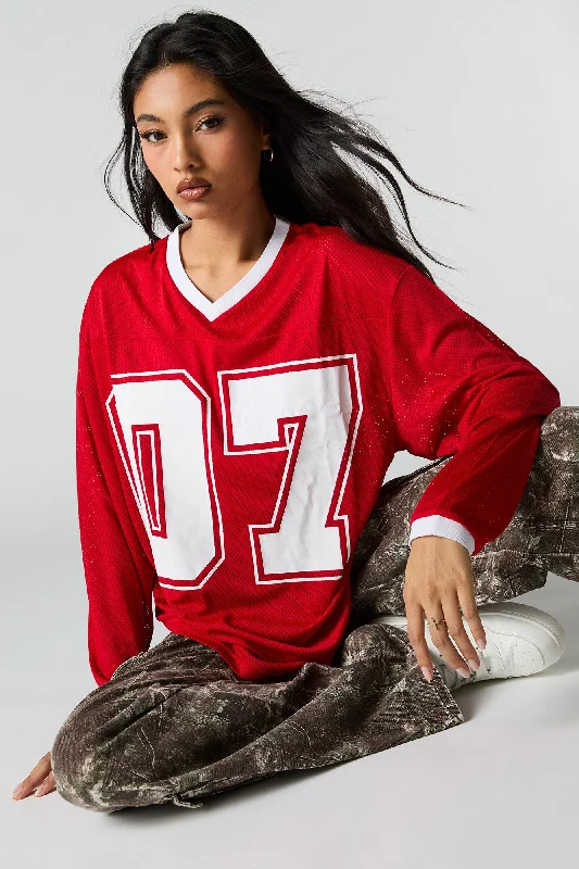 Graphic Mesh Long Sleeve Jersey Eco-Friendly Jersey Tee