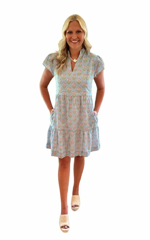 The Preston Cotton Cap Sleeve Dress in Soft Blue Tunics Favorite customer