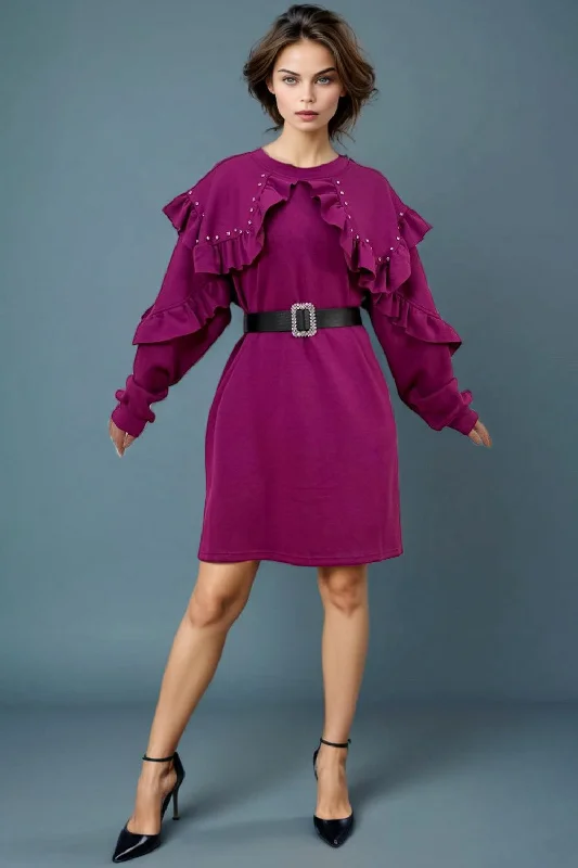 W8381 DRESS (BLK, GRN, MAGENTA) Tunics Fashionable chic