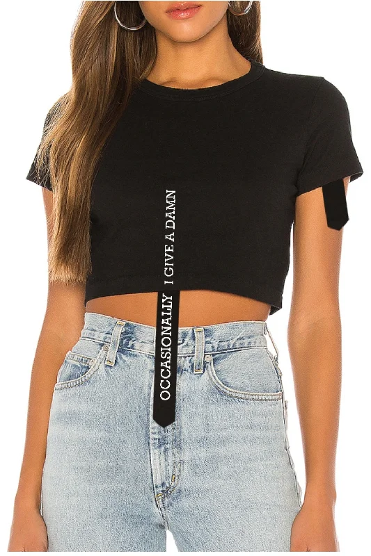 Ray Black Crop Top Houndstooth Herringbone Solid