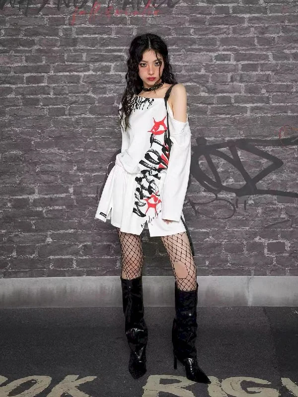 Asymmetrical Strapless Silhouette Printed Sweatshirt【s0000004772】 Hoodie with Reflective Safety Nightwear Asymmetrical Strapless Silhouette Printed Sweatshirt【s0000004772】 Hoodie with Reflective Safety Nightwear