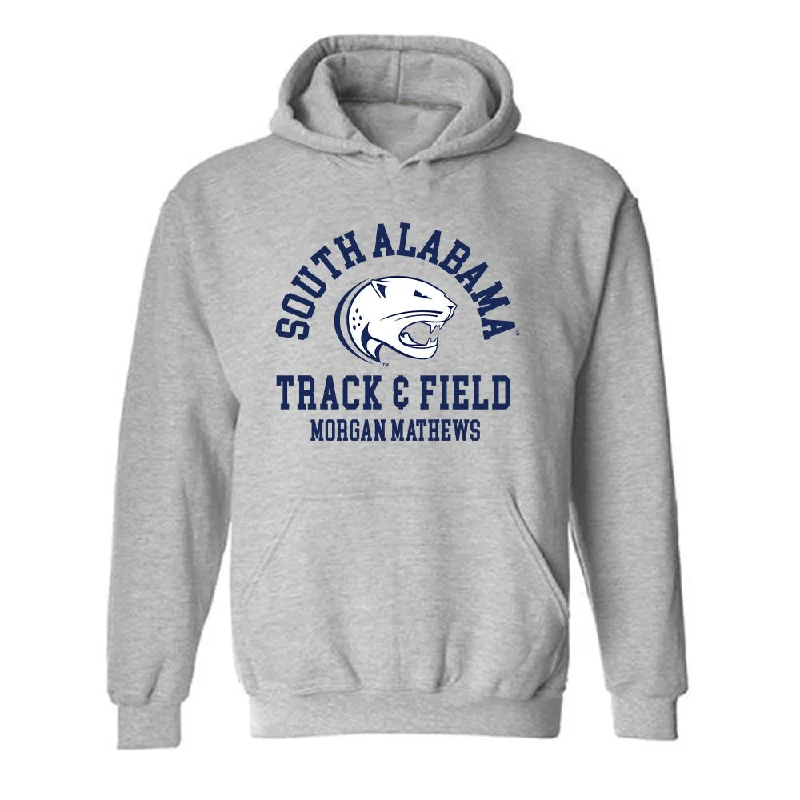 South Alabama - NCAA Women's Track & Field : Morgan Mathews - Classic Fashion Shersey Hooded Sweatshirt Hoodie Sweatshirt Pullover