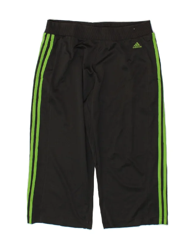 ADIDAS Womens Capri Tracksuit Trousers UK 18 XL  Black Polyester Trousers Gym Athletic