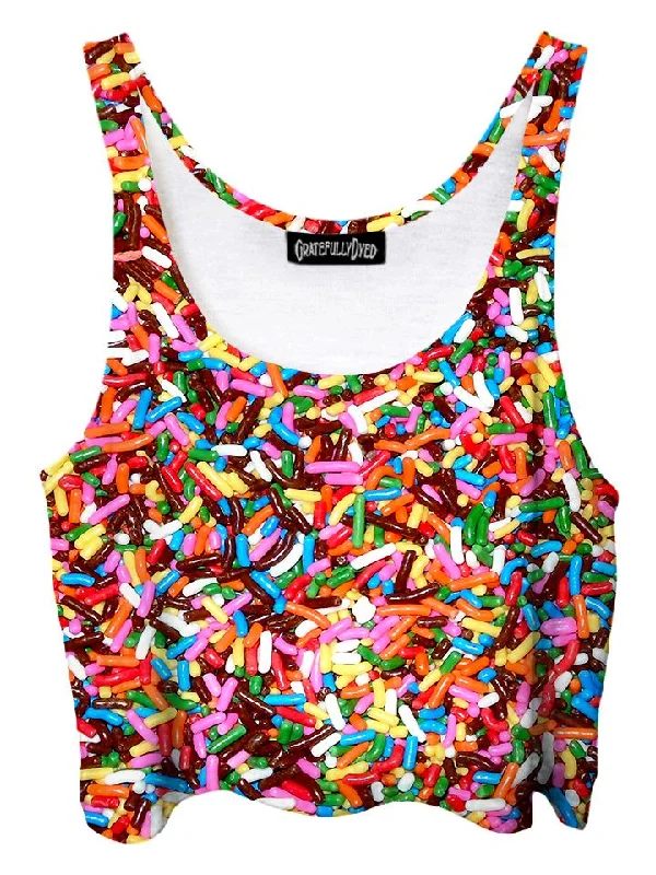 Sprinkles Rainbow Birthday Crop Top Terry Blend Velvet Blend Canvas Blend