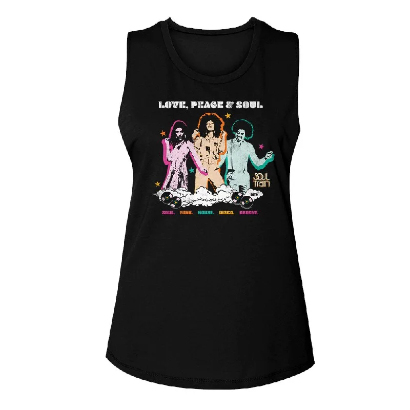 SOUL TRAIN Eye-Catching Tank Top, Love Peace And Soul open back tank