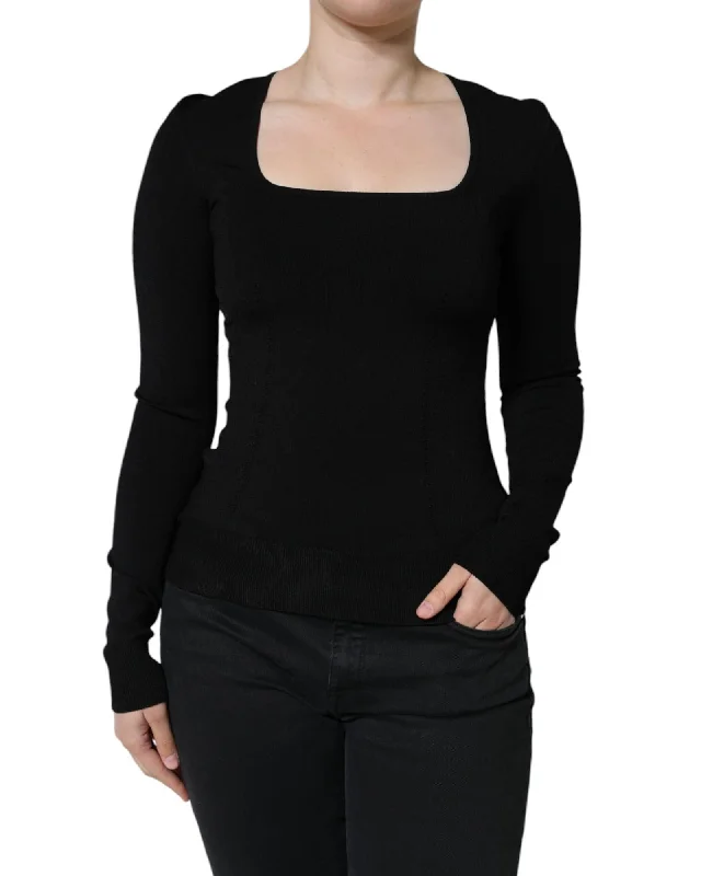 Dolce & Gabbana Ribbed Square Neck Sweater - Black Rayon Fabric Velvet Fabric Corduroy Fabric Dolce & Gabbana Ribbed Square Neck Sweater - Black Rayon Fabric Velvet Fabric Corduroy Fabric