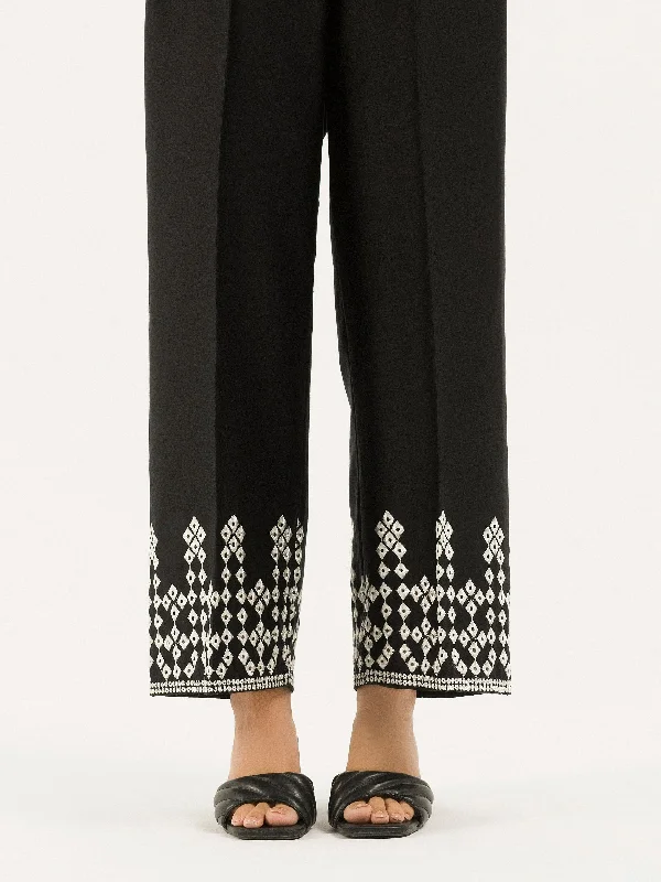 Embroidered Satin Trouser(Pret) Trousers stylish elegant