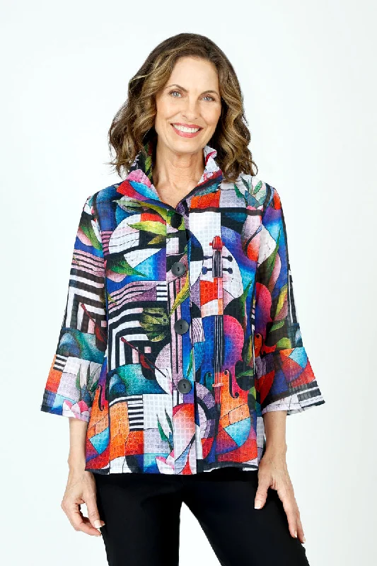 Frederique Musical Collage Jacket Plaid Jacket Tartan Jacket Houndstooth Jacket