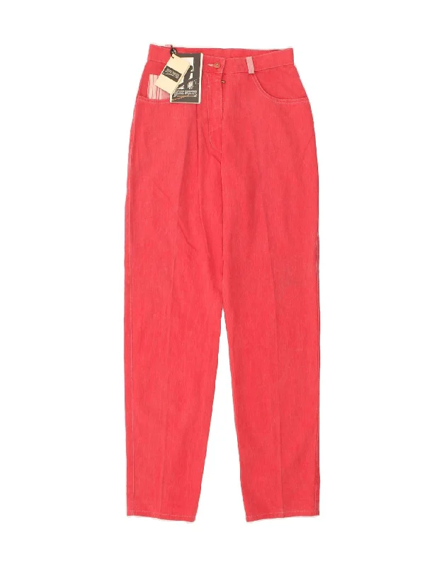 BLUE NOTES Womens High Waist Casual Trousers IT 42 Medium W24 L30 Pink Trousers High Rise Slim Fit