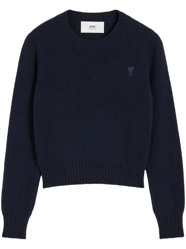 Ami Paris Women's Sweaters Blue Velvet Chenille Corduroy