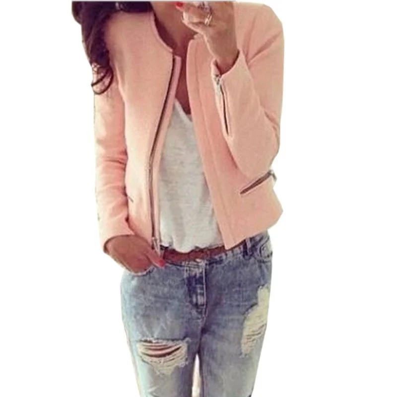 Jackets for Women Zipper Jacket O-Neck Long Sleeve Pink Tops Women Coat Appliqued Jacket Beaded Jacket Sequined Jacket