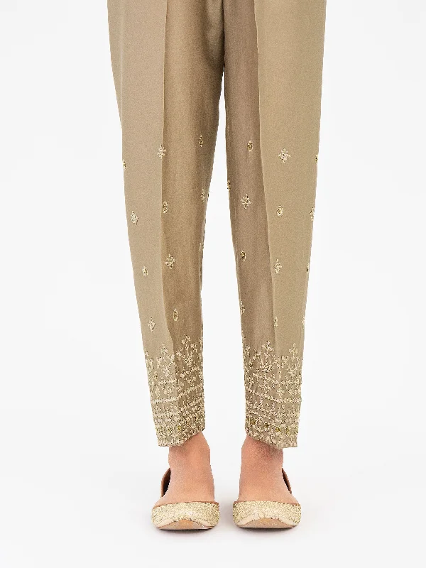 Embroidered Satin Trouser(Pret) Trousers Running Lightweight