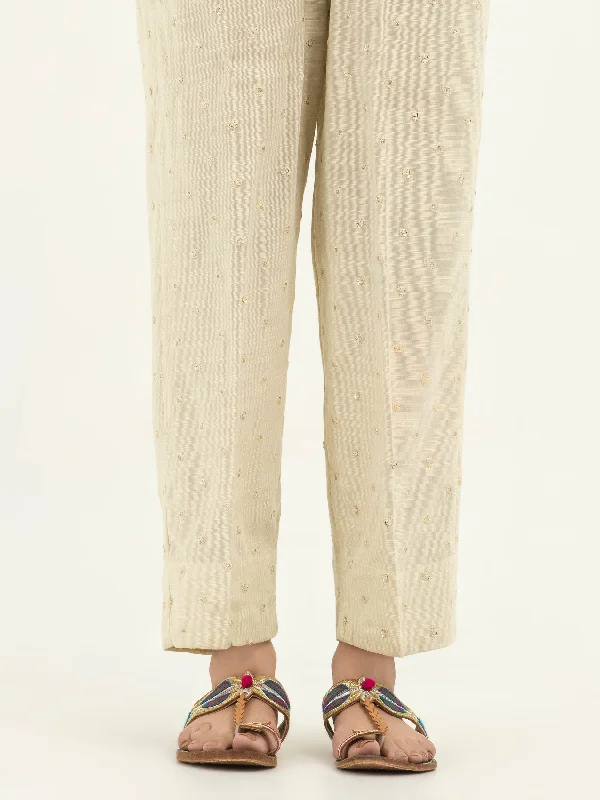 Embroidered Khaddar Trousers(Pret) Trousers Tapered Slim Fit