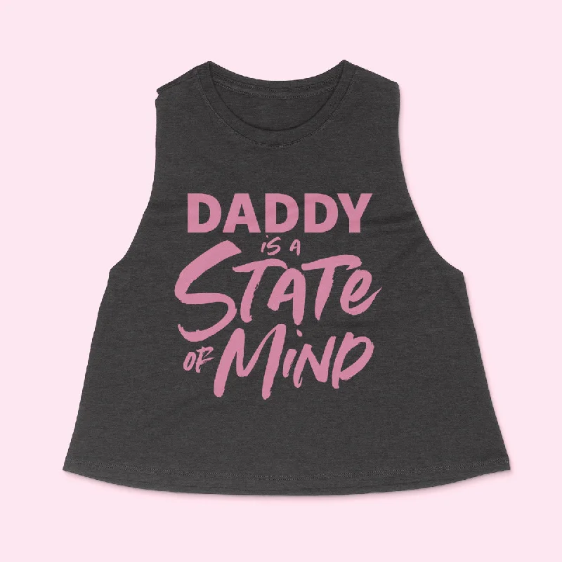 DADDY IS A STATE OF MIND Women's Racerback Cropped Tank fitted tank top