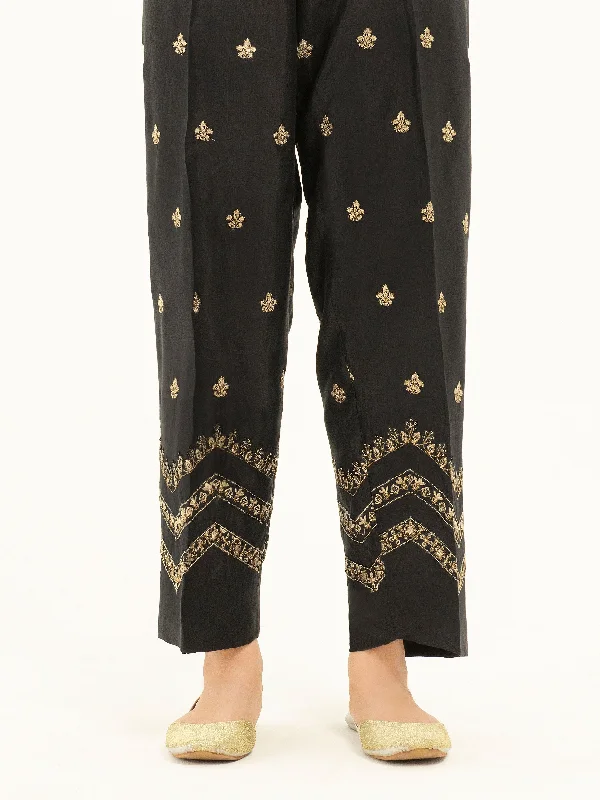 Embroidered Silk Trousers Trousers cozy comfortable