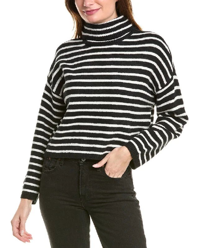 Design History Mock Neck Sweater Transparent Opaque Sheer