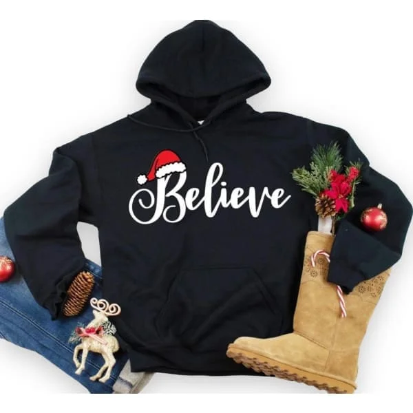 Believe Holiday Sweatshirt Hoodie with Earth Tones Natural Calm