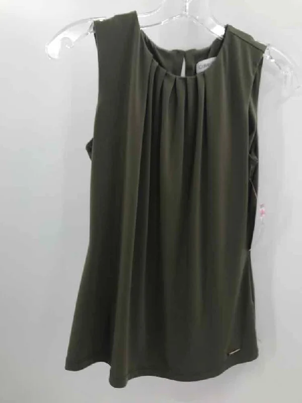 Pre-Owned Calvin Klein Green Size Small P Tank Top gold tank top