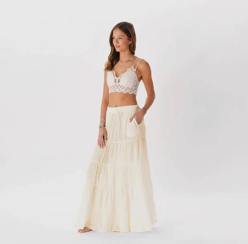 Lotus and Luna Cream Shipwrecked Maxi Skirt chiffon skirt floaty