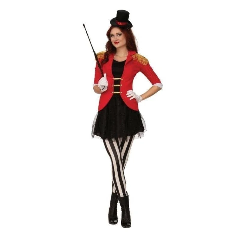 Ringmaster Ladies Adult Costume Red Jacket Front Pockets Side Pockets Patch Pockets