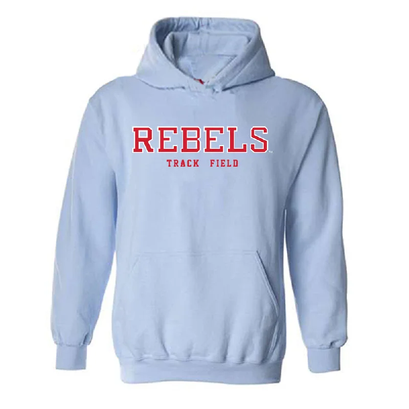 Ole Miss - NCAA Women's Track & Field : Akaomachukwu Odeluga - Hooded Sweatshirt Hoodie with Hidden Zipper Minimalist Clean