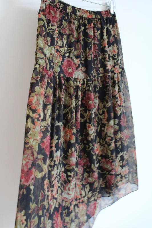 Lindea By Louis Dell'Olio Floral Chiffon Skirt | XS Petite lace skirt intricate