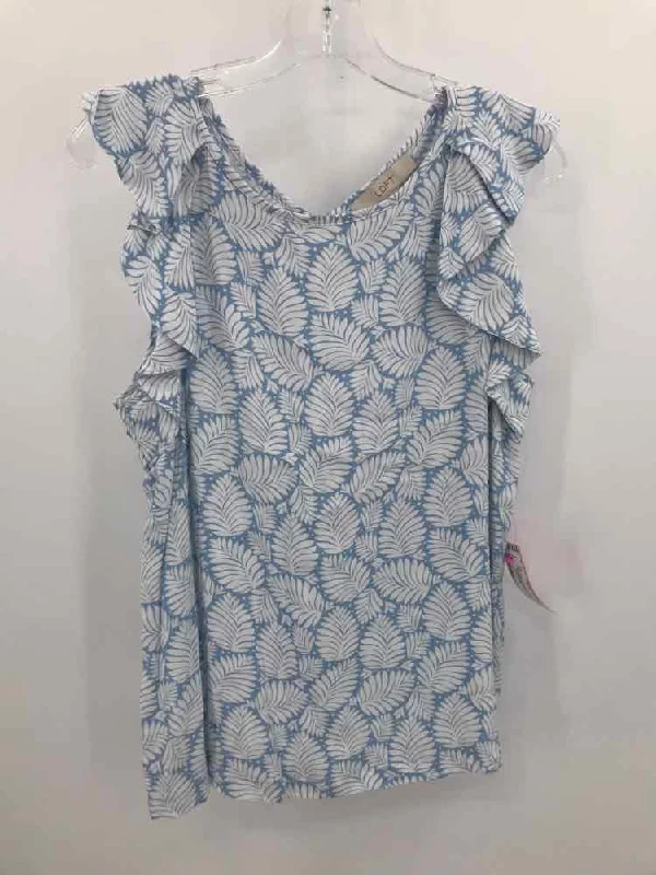 Pre-Owned Loft Blue Size Medium Printed Tank Top spandex blend tank