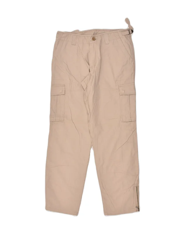 INVICTA Womens Straight Cargo Trousers IT 46 Large W31 L29 Beige Cotton Trousers Bridal Satin