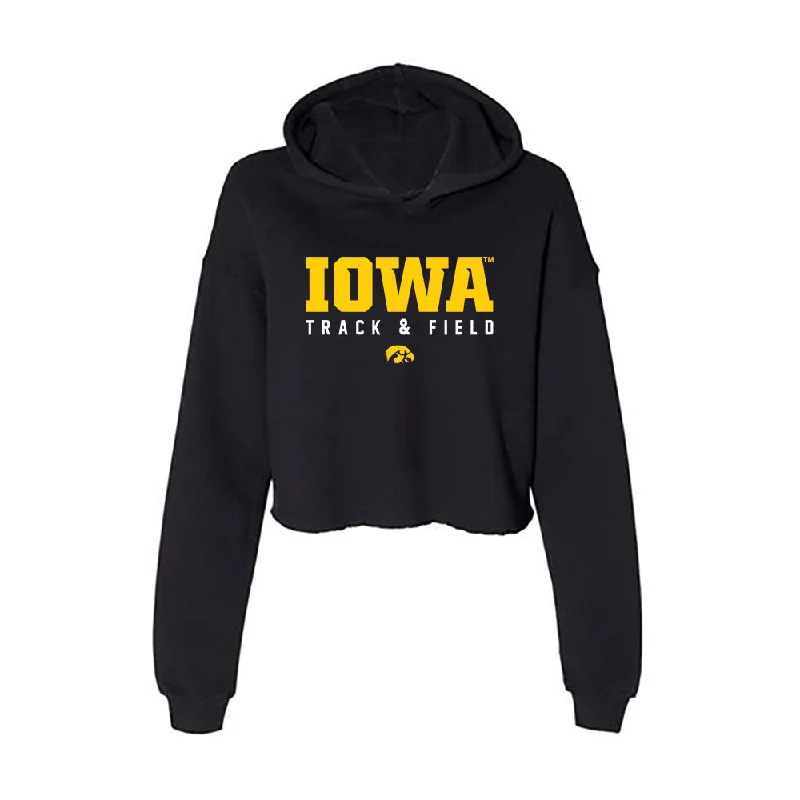 Iowa - NCAA Women's Track & Field : Chioma Nwachukwu - Women's Crop Fleece Hoodie Hoodie with Metallic Shiny Futuristic