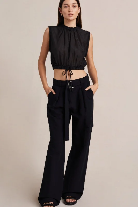 Front And Back Reversible Crop Top Collared Crew Neck Turtle Neck