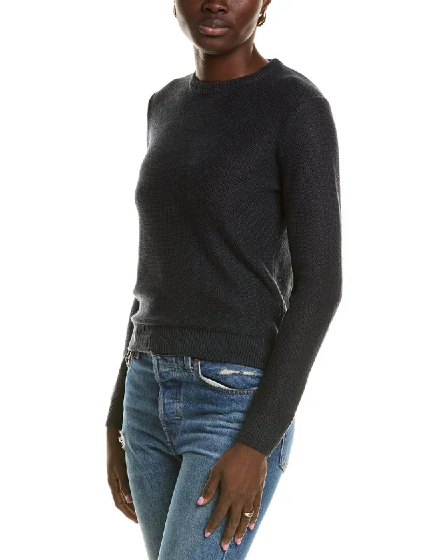 Theory Elbow Patch Linen-Blend Sweater Print Jacquard Patchwork