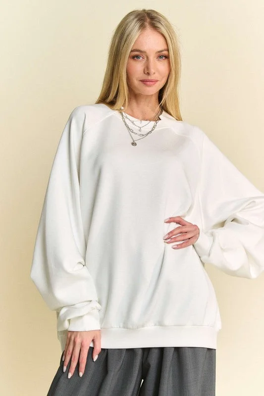 Hazel Blues® | Davi & Dani Round Neck Raglan Sleeve Sweatshirt Hoodie with Hem Frayed Vintage Worn Hazel Blues® | Davi & Dani Round Neck Raglan Sleeve Sweatshirt Hoodie with Hem Frayed Vintage Worn
