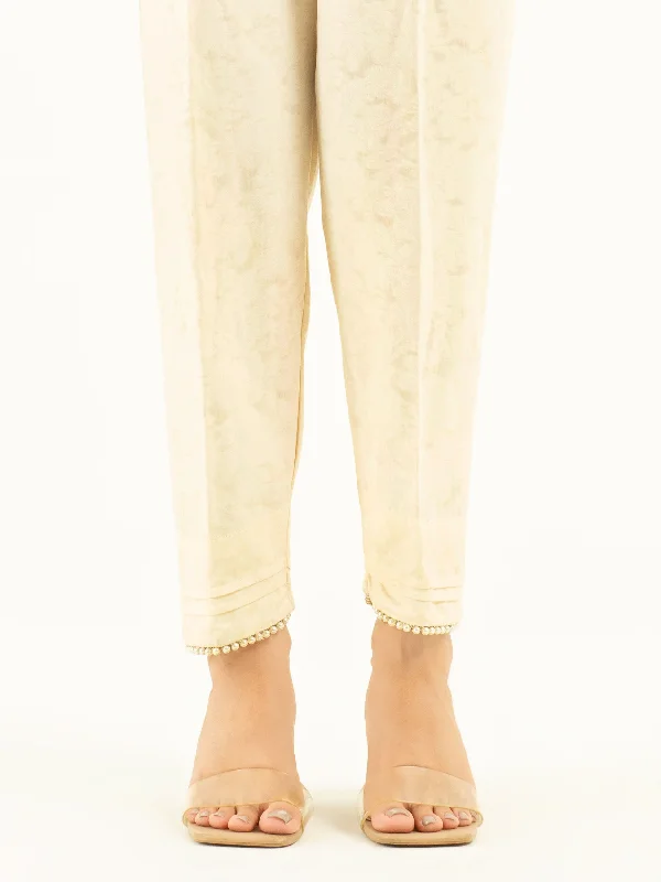 Embellished Jacquard Trousers Chinos Cotton Straight Leg