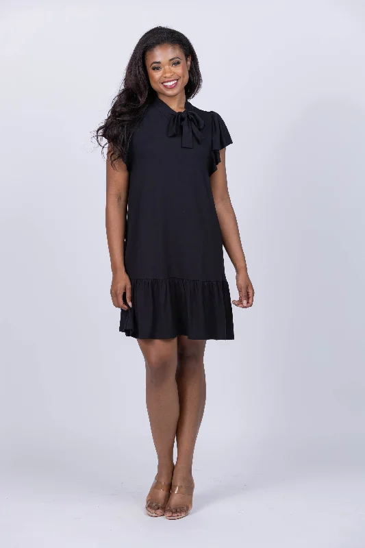 Lilla P Peplum Dress in Black