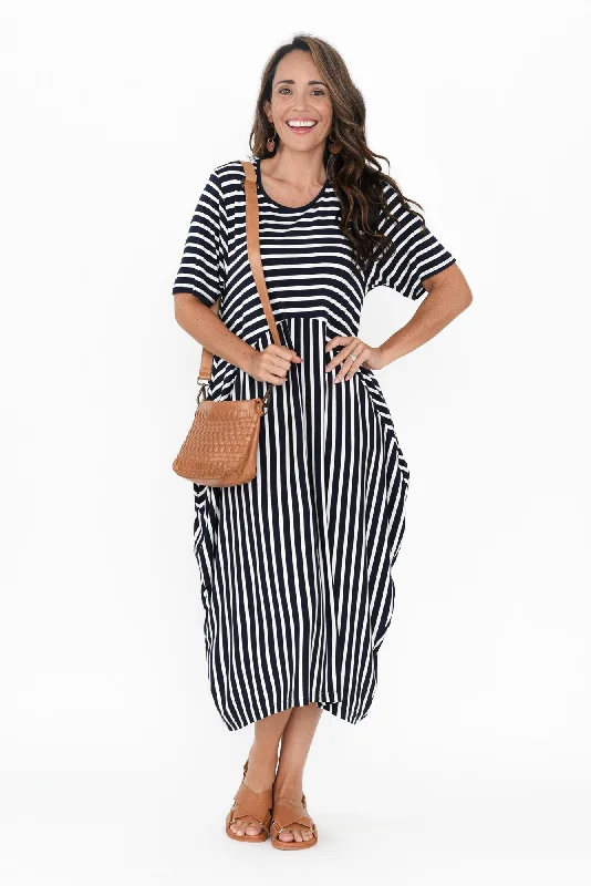 Samiya Navy Stripe Bamboo Dress