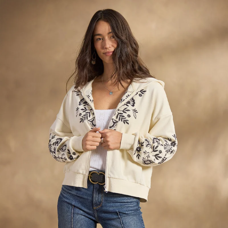 Painted Porcelain Zip Hoodie Hoodie with Button Placket Classic Preppy