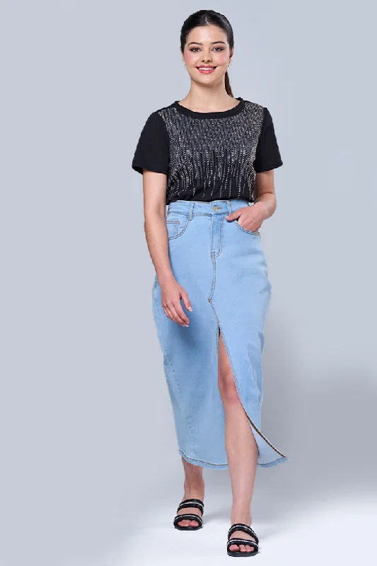 Denim skirt leather skirt durable